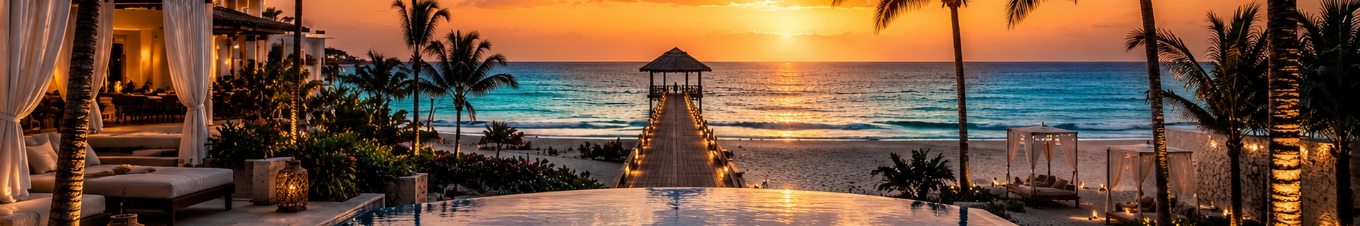 Adults-only resort pool and beach scene in Playa del Carmen for choosing a couples stay