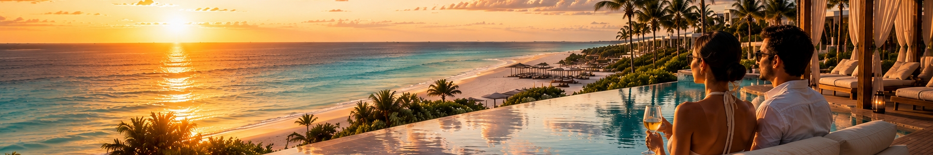 Calm adults-only resort beach and pool scene in Playa Mujeres and Costa Mujeres north of Cancun