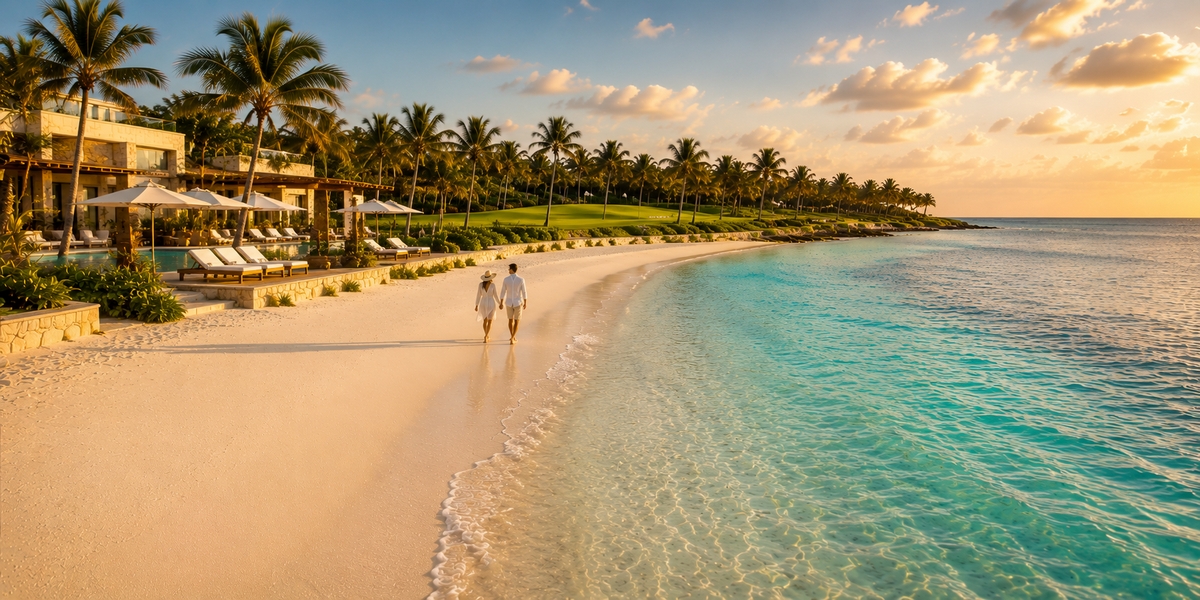 Mid-size Cozumel beach resort north of San Miguel with a small sand cove