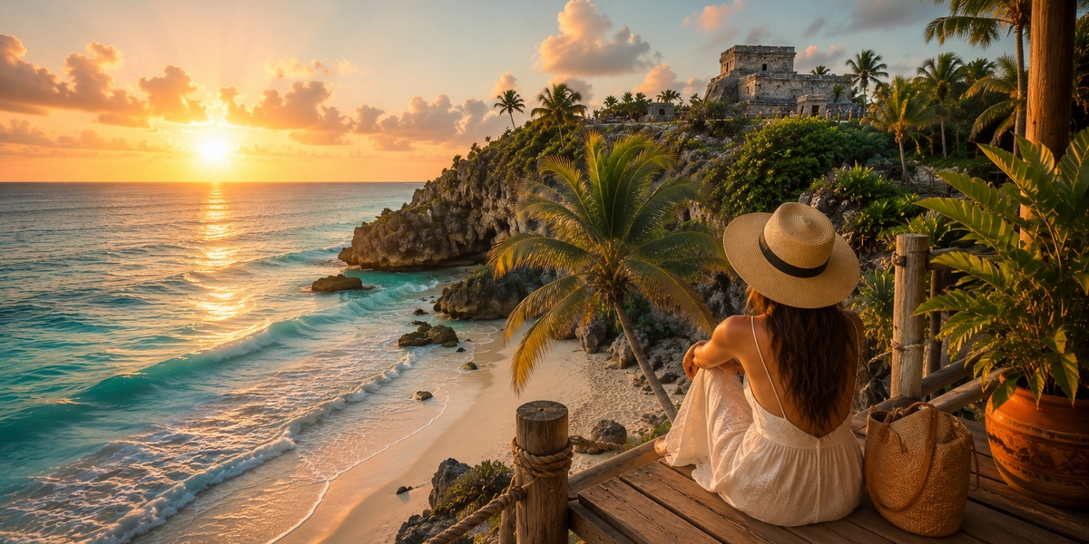 Boutique hotel courtyard and small pool in central Tulum Town