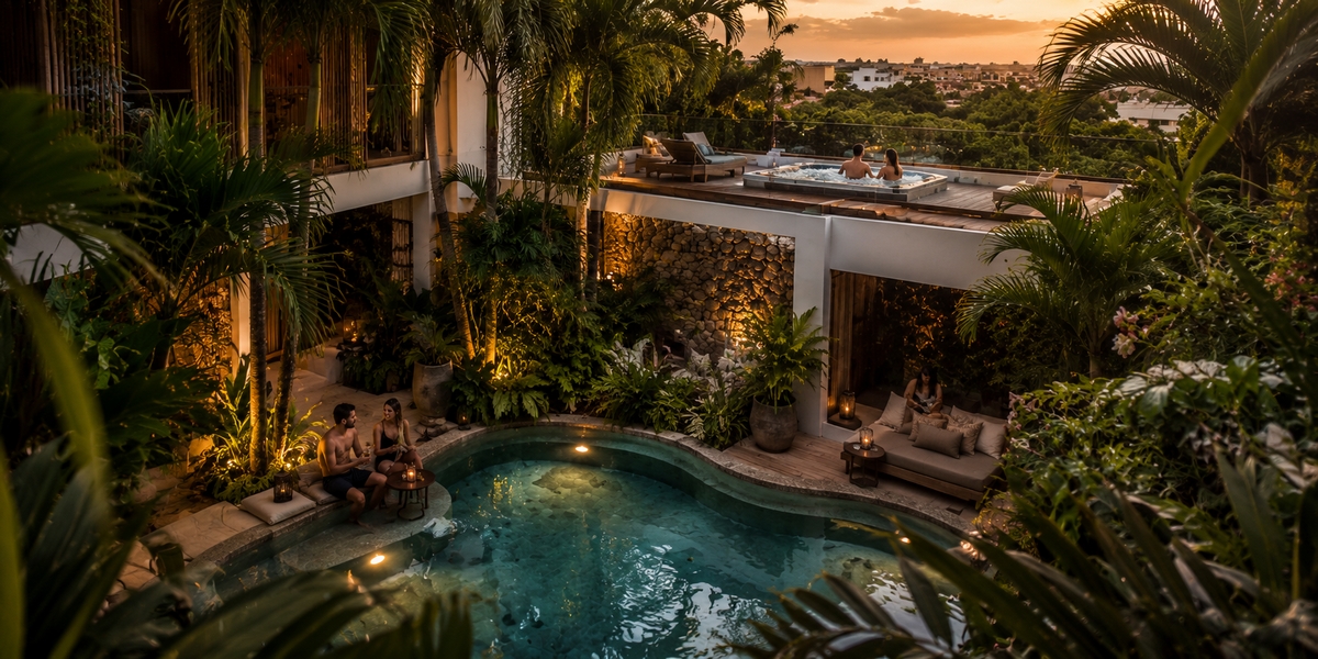 Adults-only boutique hotel with a small rooftop pool in downtown Playa del Carmen