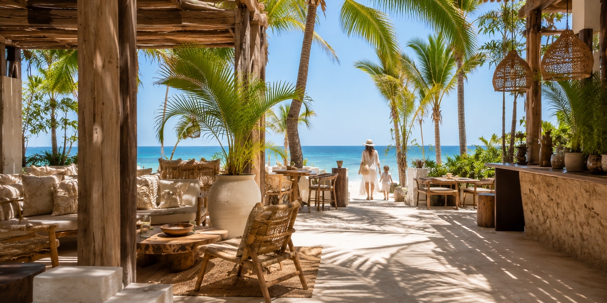 La Zebra Tulum hotel card visual for family-friendly beachfront stay