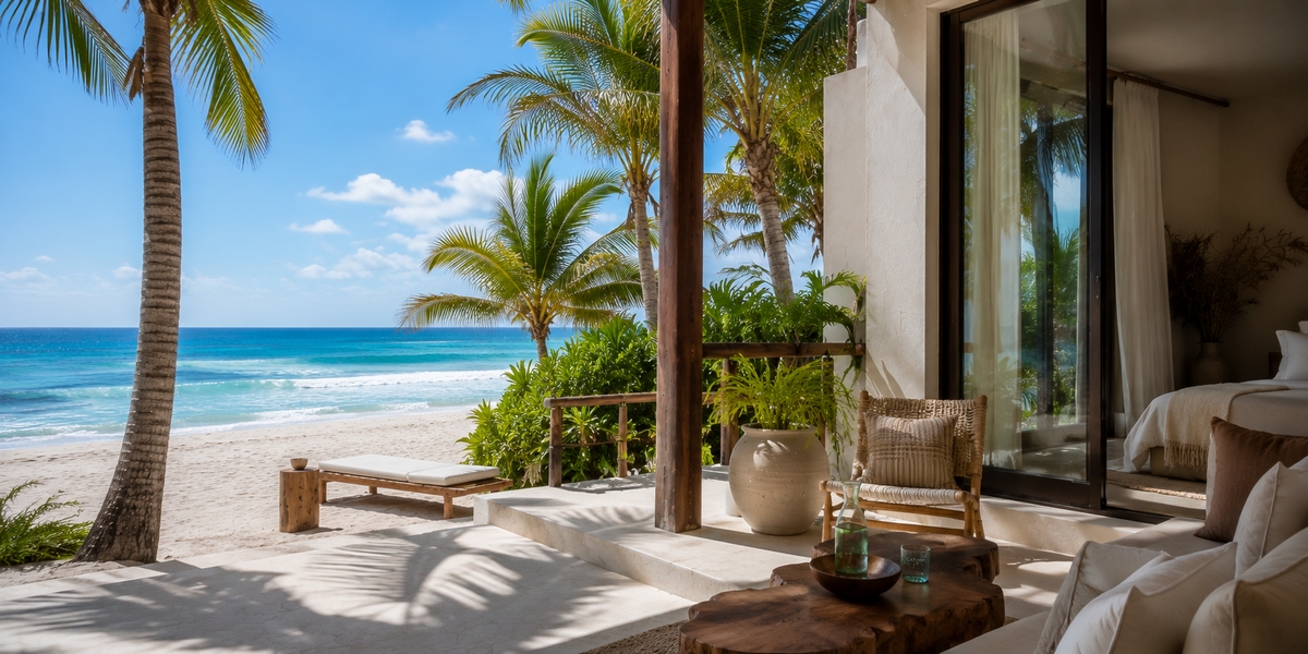 The Beach Tulum hotel card visual for adults-only beachfront rooms
