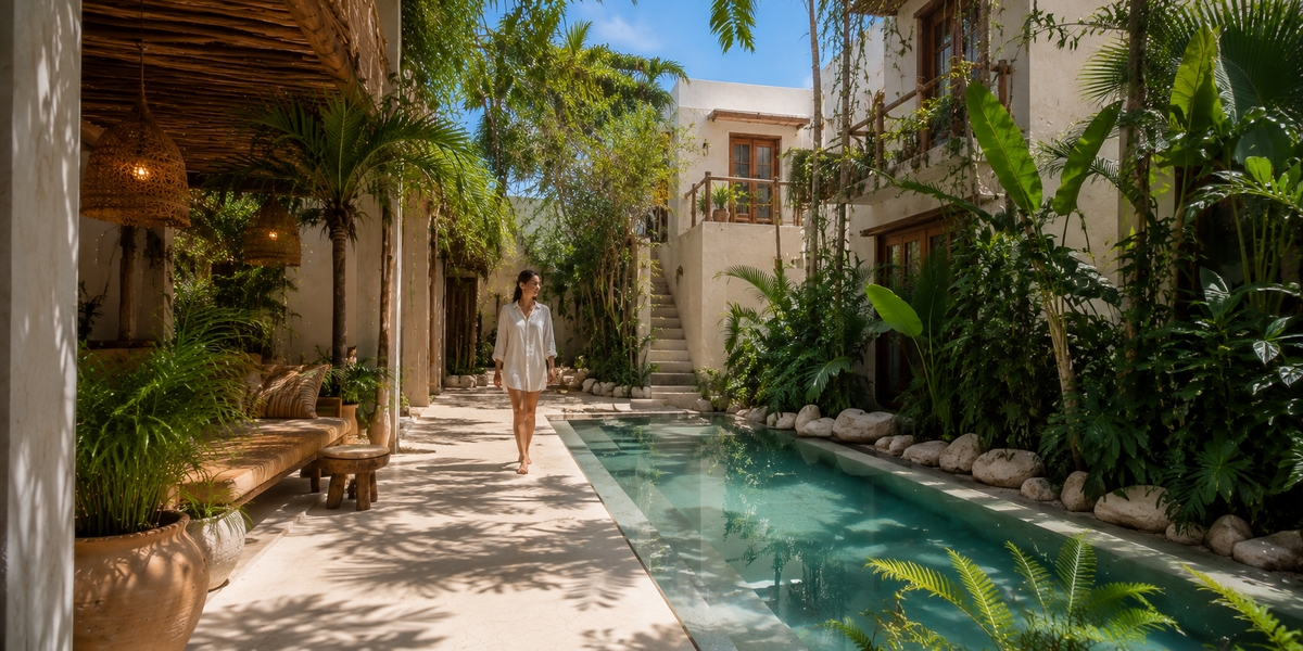 Una Vida Tulum hotel card visual for boutique town stay