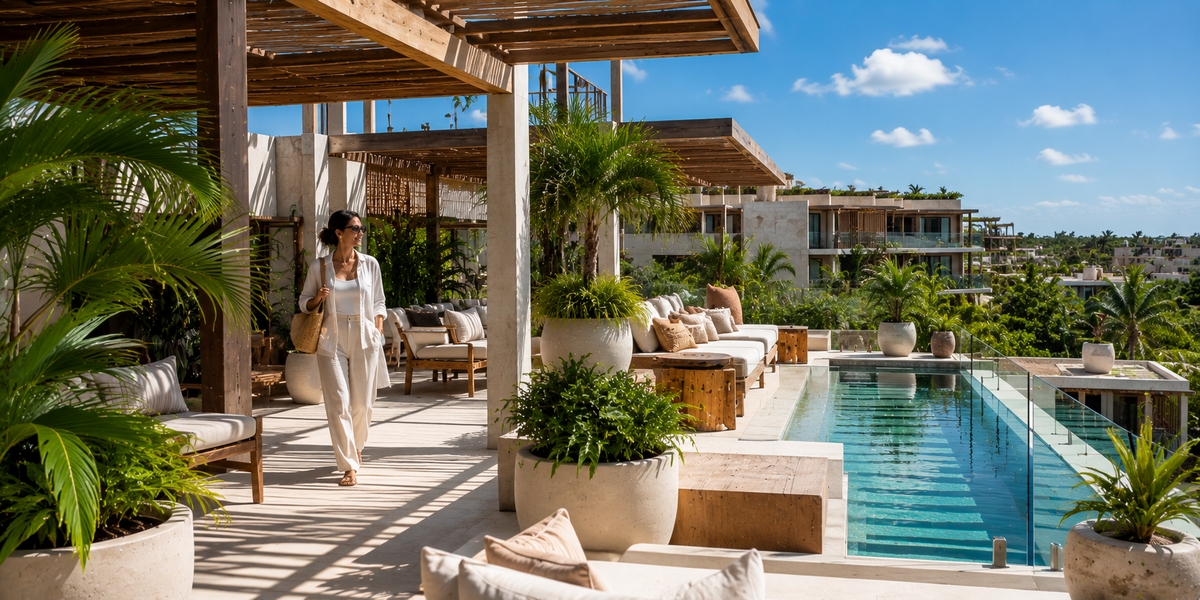 Aloft Tulum hotel card visual for Aldea Zama rooftop and modern base
