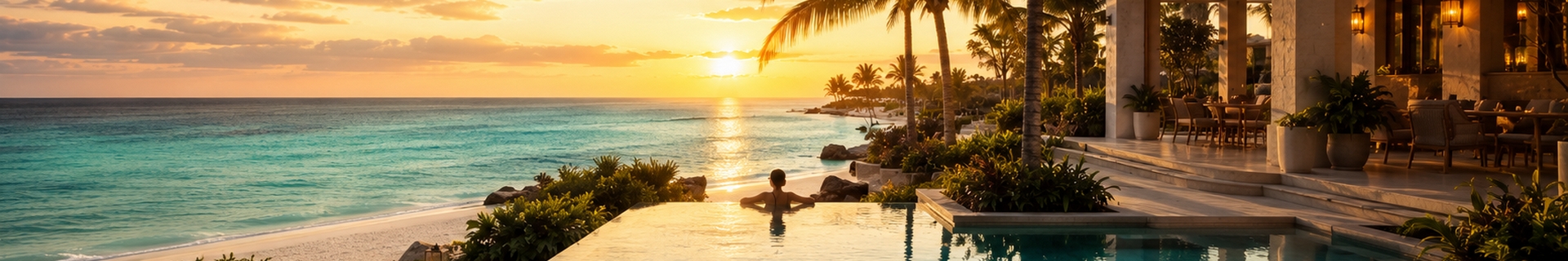 Luxury Riviera Maya resort with private beach, palms and lagoon used for choosing a five-star stay