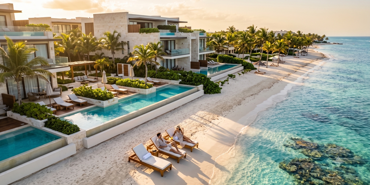 Smaller resort property near Puerto Morelos with intimate beach access