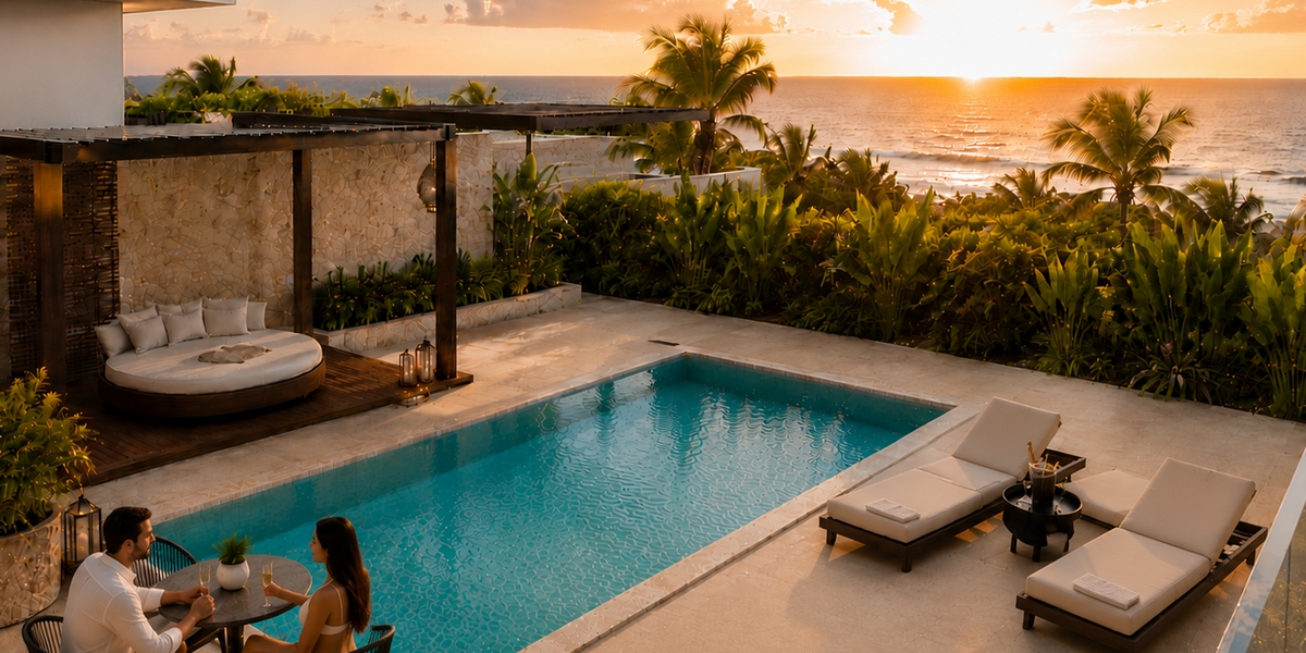 Costa Mujeres private plunge pool suite terrace visual for comparison