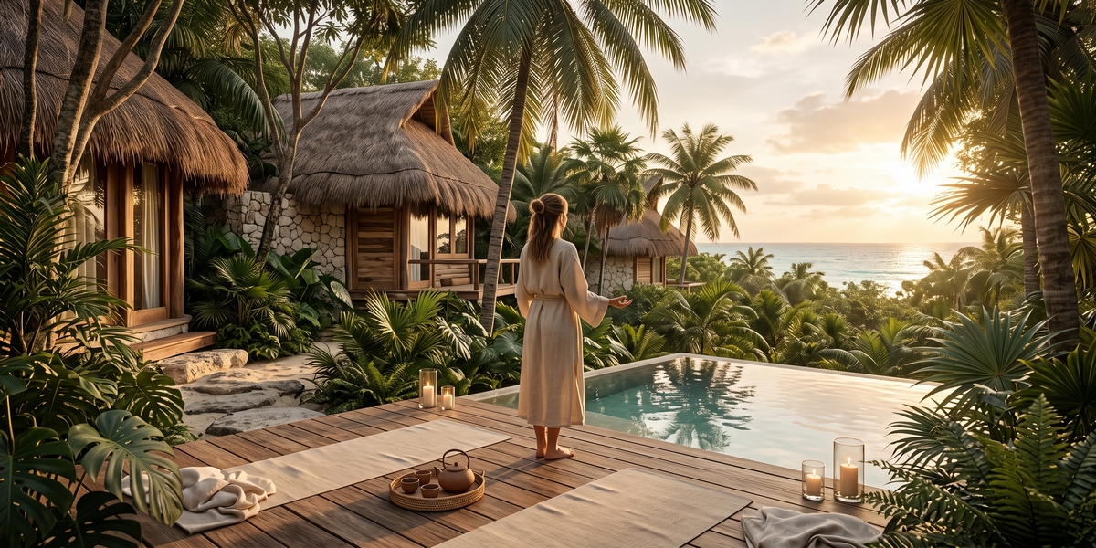 Tulum wellness retreat yoga or spa scene for choosing a wellness stay