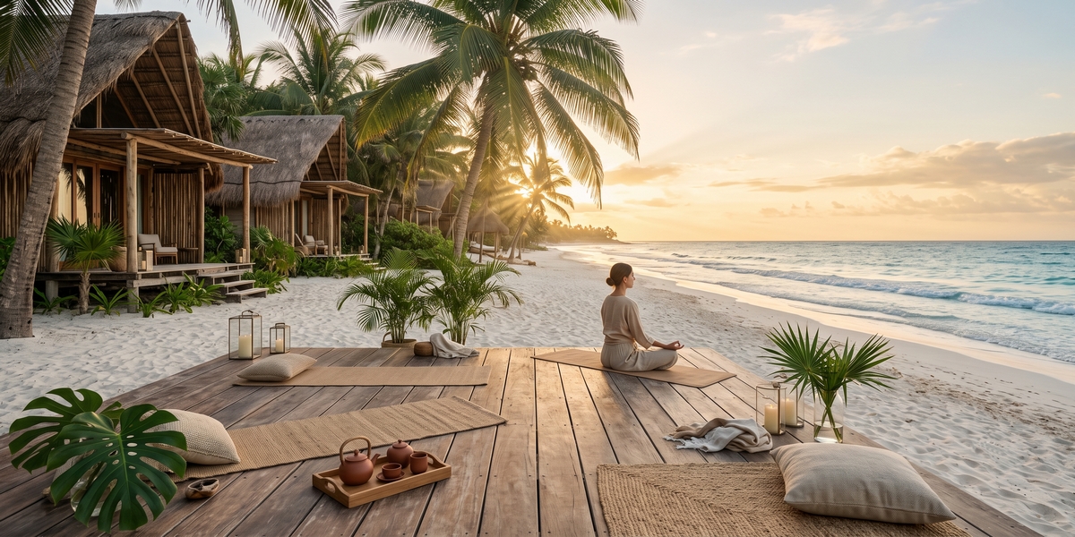 Tulum wellness retreat with yoga and cenote access visual