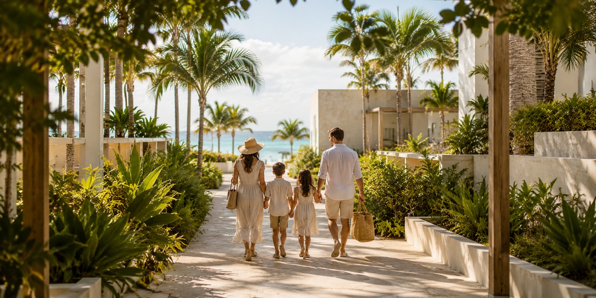 Calmer Cancun beach area used for choosing a family-friendly hotel zone