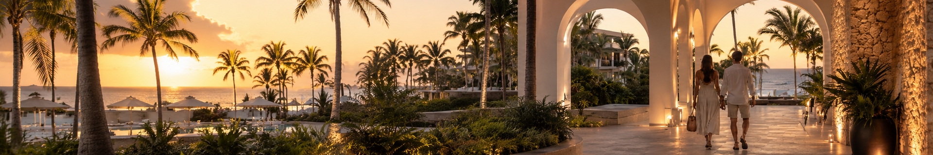 Wide Cancun beach resort scene used for planning a couples vacation
