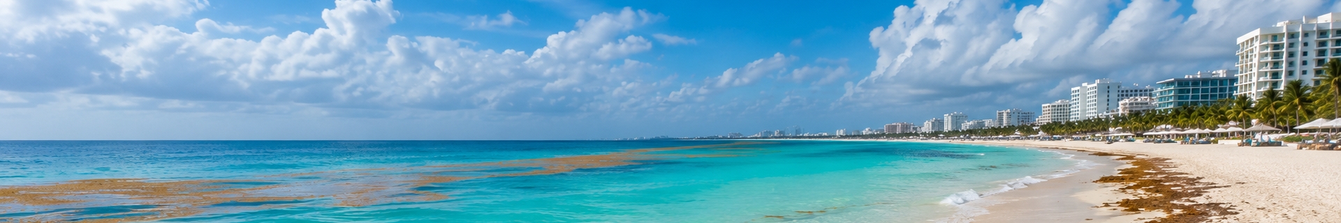 Cancun Caribbean beach and turquoise water used to explain sargassum seaweed season