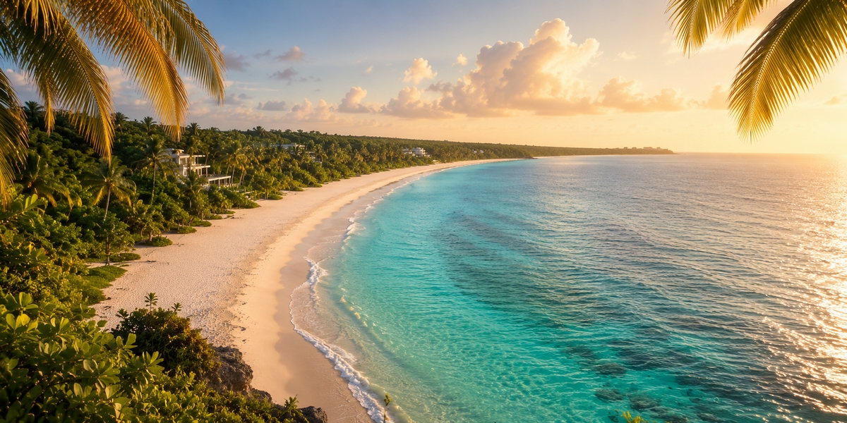 Negril Seven Mile Beach in Jamaica with calm water and a long sandy shore