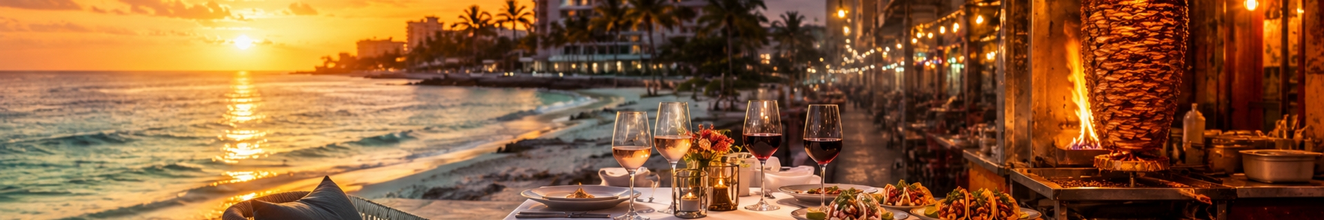 Mexican food spread used to illustrate where to eat in Cancun, Hotel Zone versus downtown