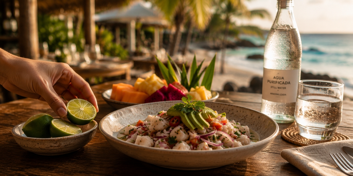 Fresh local ingredients and cocktails served safely at a Tulum restaurant