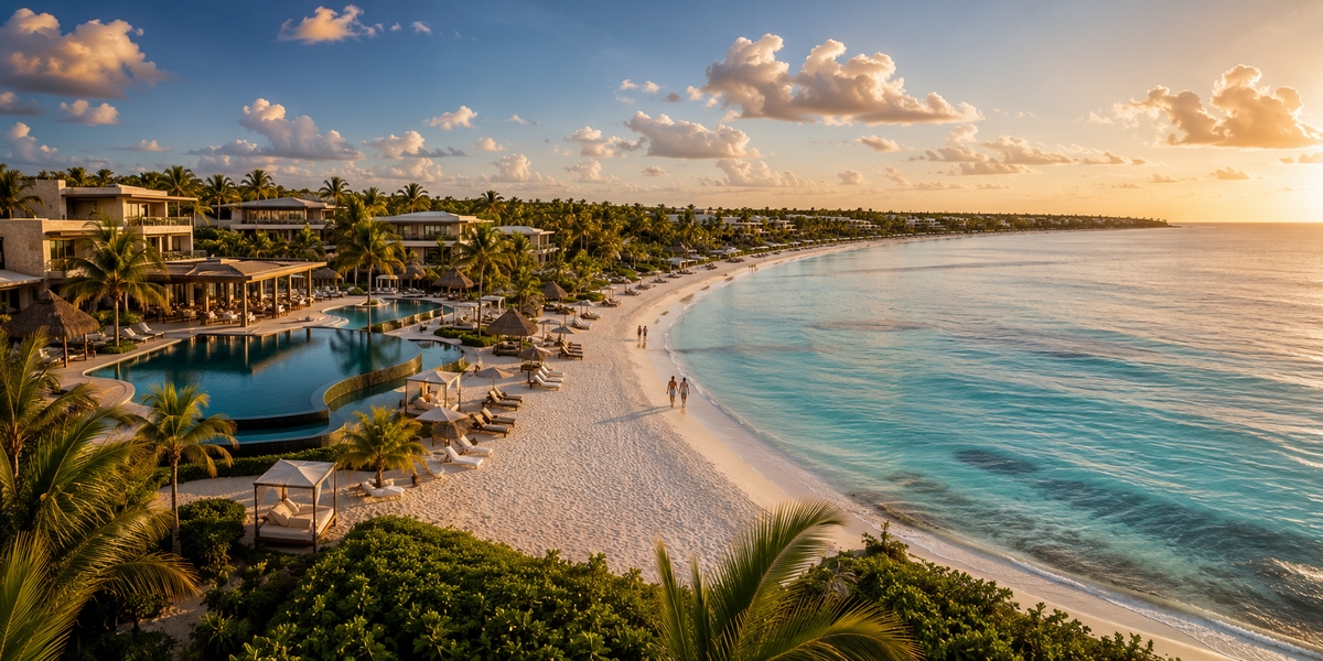 Puerto Morelos town square area with restaurants a short walk from the beach